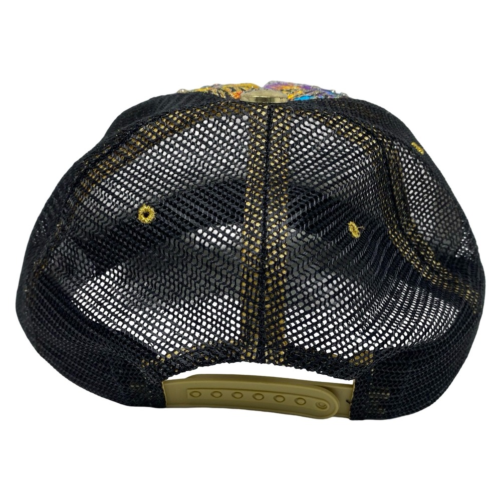 Christian Audigier Skull Rhinestone Embroidered Mesh Trucker Hat Black Multi - Picture 7 of 14
